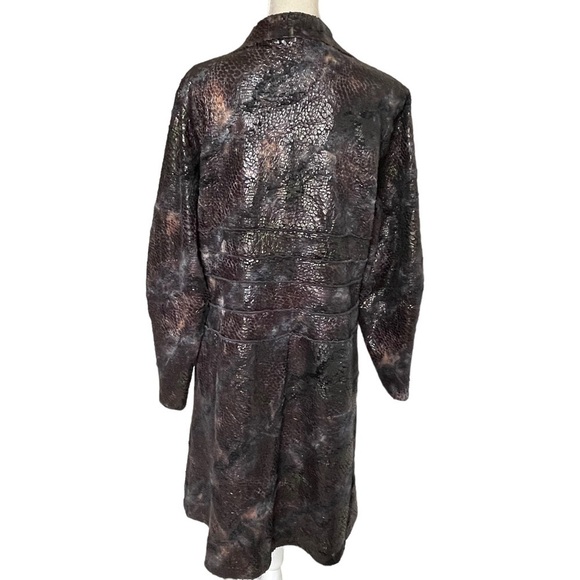 Linda Lundstrom Women’s Reptile Snake Skin Embossed Coat Plus Size 16 Zip Detail - Picture 4 of 9